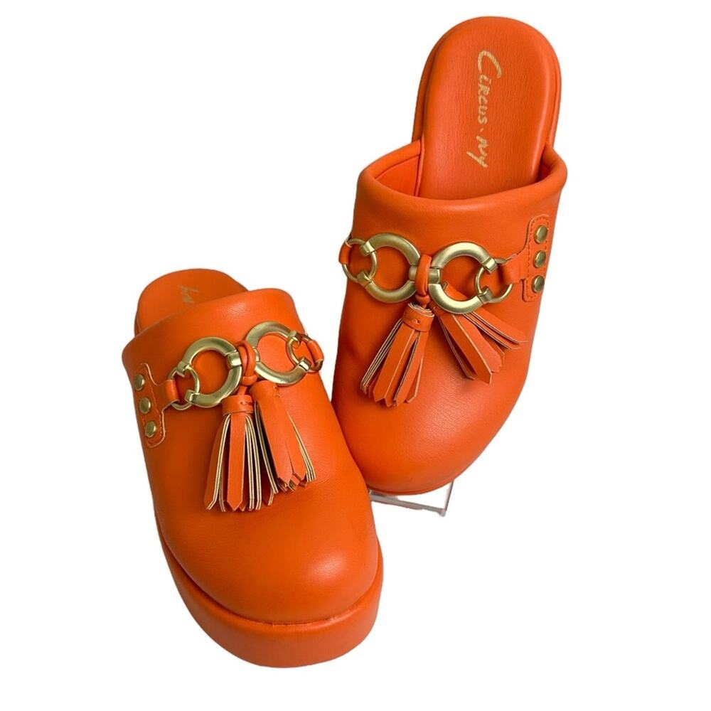 Circus Sam Edelman Jinger Bright Papaya Platform Clog Mules Orange Size 5.5